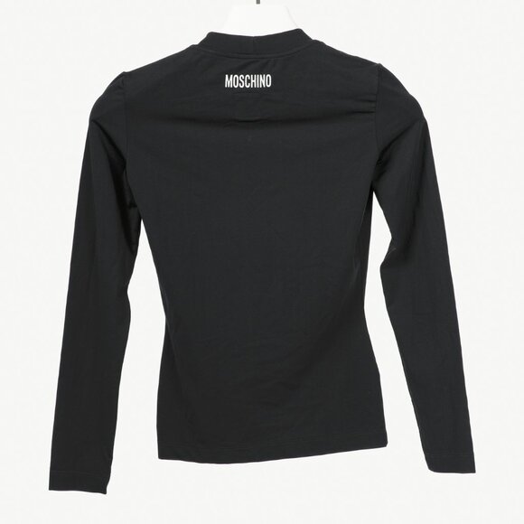 Moschino Jeans Black Jersey Printed Fur-Heart Long-Sleeve Top - Picture 2 of 11